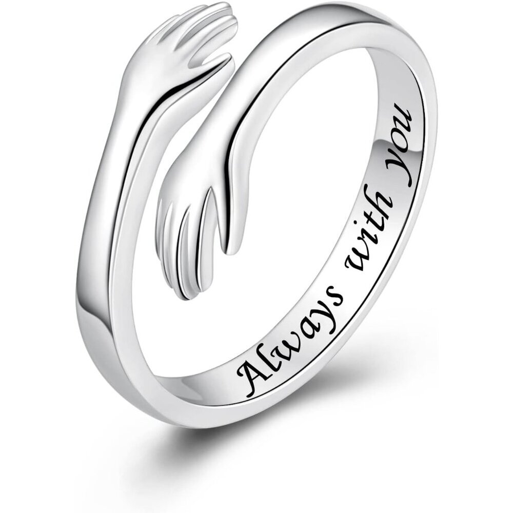 Hug Rings for Women Sterling Silver Adjustable Ring for Women Daughter Hand Ring